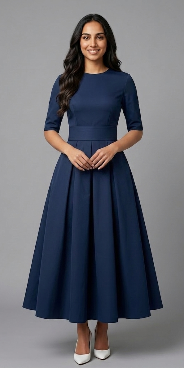 a model wears a blue dress cinderella-dress-jawaher