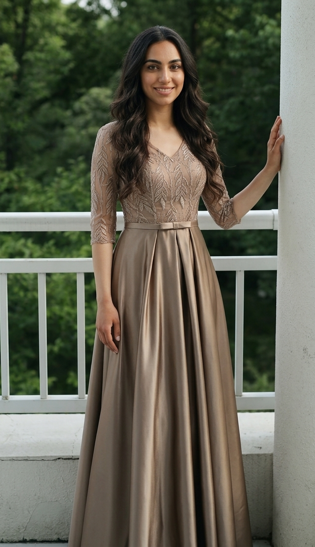 فستان السهرة الملكي: Jawaher Royal Lace Silhouette Gown - Image 3
