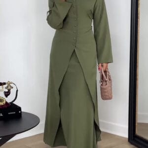 green abaya long sleeve by jawaher, KSA free shipping
